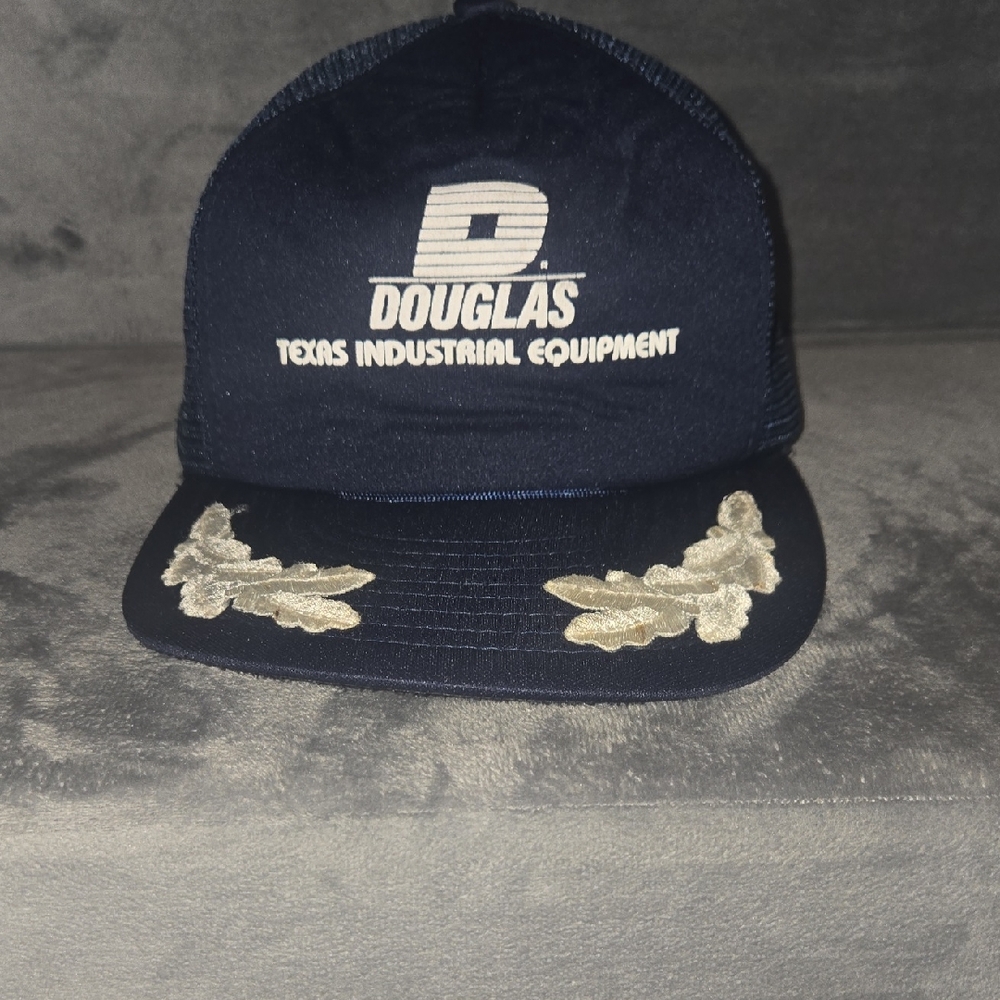 Douglas Navy Trucker Hat with Leaf Embroidery
